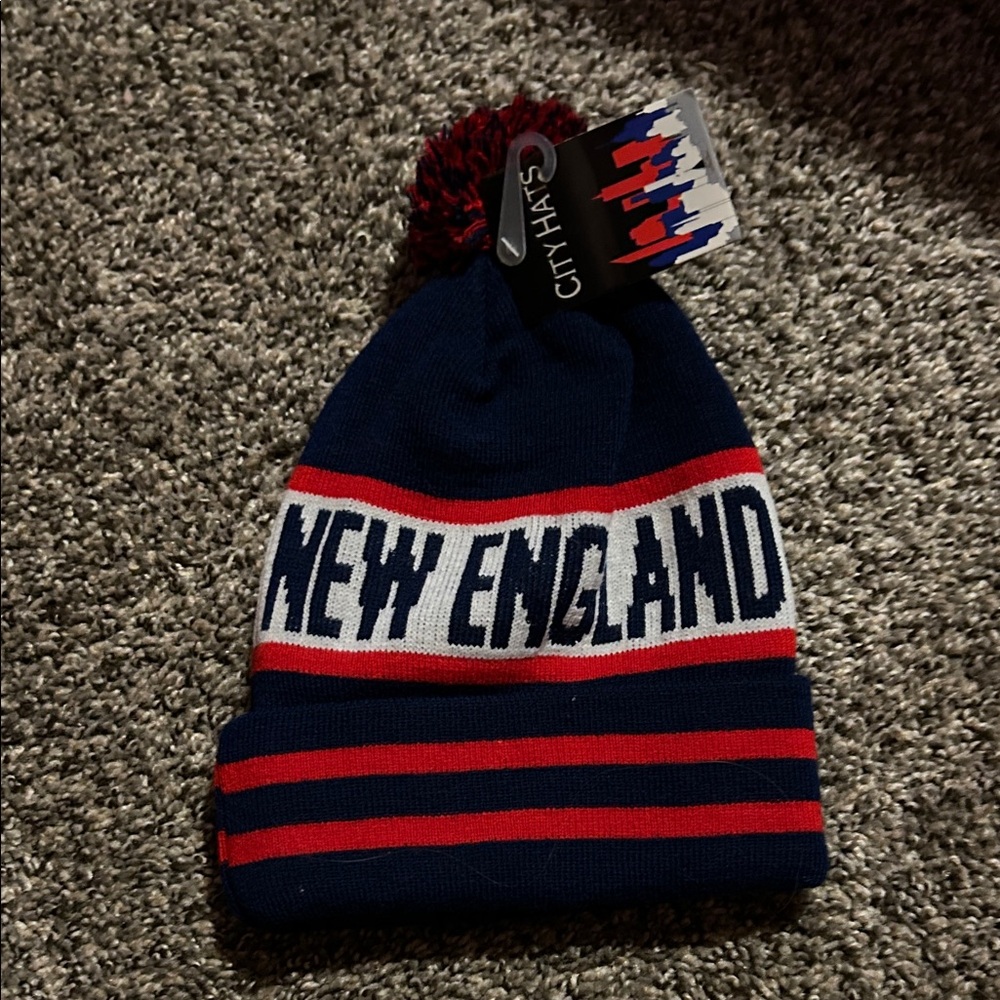 New England Navy and Red Beanie